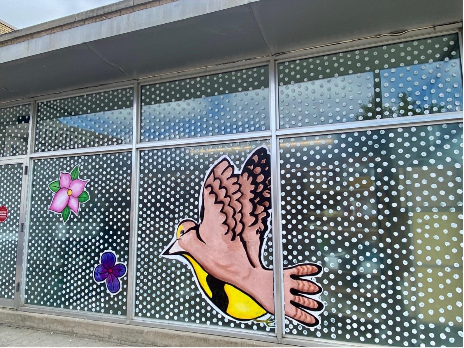 Western Meadowlark in the Flight Without Fear mural.