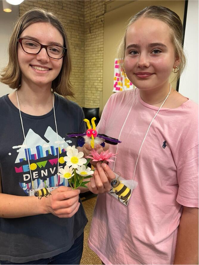 Students with their buzz lab craft. 